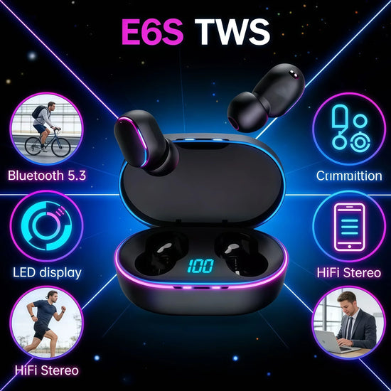 E6S Wireless Earbuds – Noise Cancelling Bluetooth Earphones with Case - Vstored