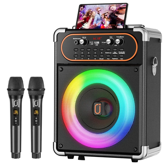 Karaoke Machine with 2 Wireless Microphones – Bluetooth Party Speaker - Vstored