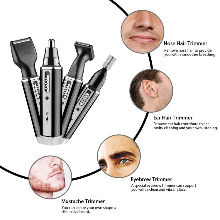 Nose Hair Trimmer for Men 4-in-1 – Rechargeable Ear Beard Eyebrow - Vstored